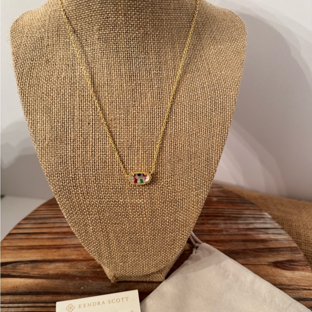 🌟Kendra Scott🌟 Elisa Red White Blue Green Star Necklace Gold - Picture 8 of 8